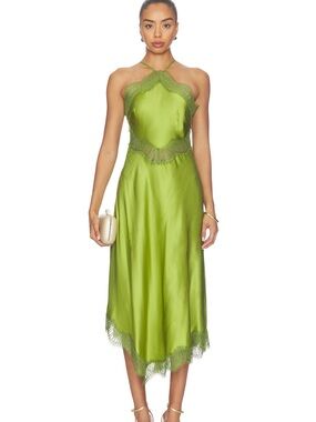 A.L.C. | Dresses | Alc Fiona Navy Halter Midi Dress With Pleated Side Panel Nwt Size 6